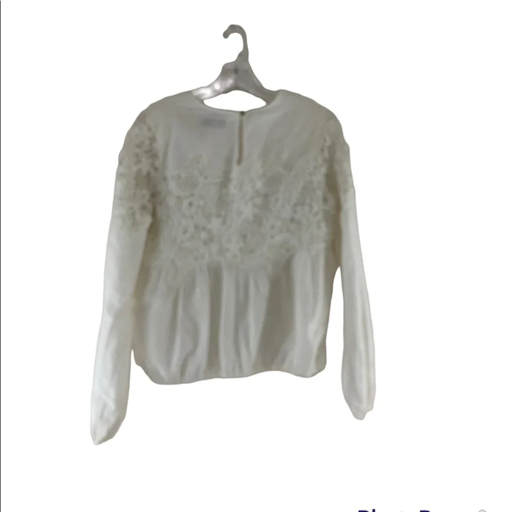 Abercrombie & Fitch Crochet Boho Cream Off-White Long Sleeve Blouse Size M - Picture 7 of 7